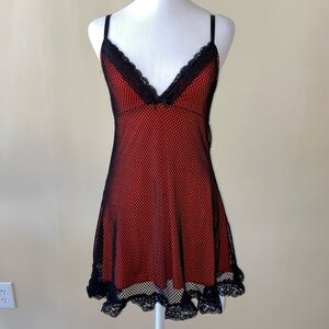 Dolls Kill Red and Black Mesh Mini Dress